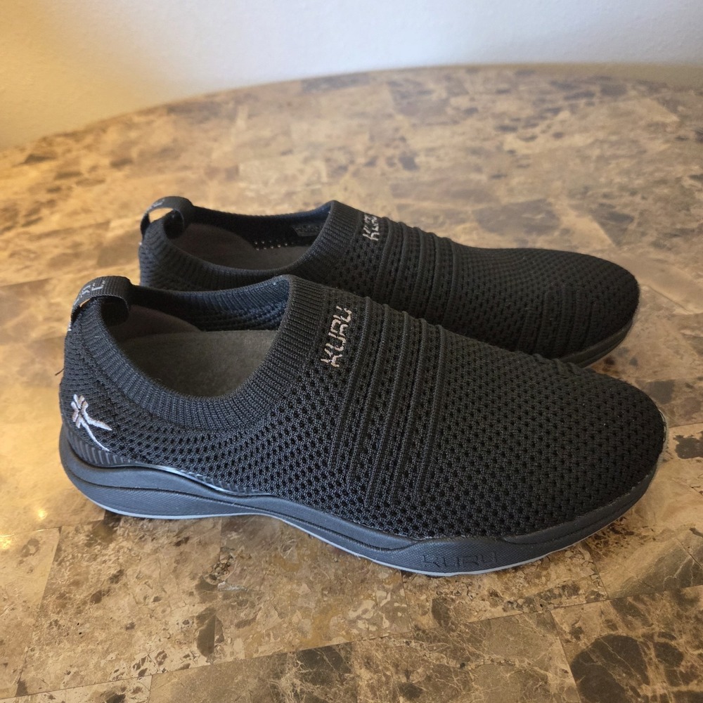 KURU Footwear STRIDE Women Slip-on Shoes Size 8.5 Black Comfort Lightweight Knit